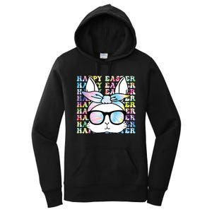 Cute Bunny Rabbit Face Tie Dye Glasses Girl Happy Easter Day Women's Pullover Hoodie