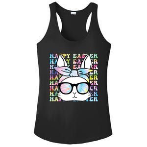 Cute Bunny Rabbit Face Tie Dye Glasses Girl Happy Easter Day Ladies PosiCharge Competitor Racerback Tank