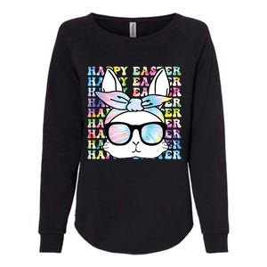 Cute Bunny Rabbit Face Tie Dye Glasses Girl Happy Easter Day Womens California Wash Sweatshirt