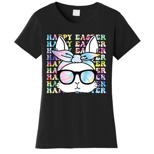 Cute Bunny Rabbit Face Tie Dye Glasses Girl Happy Easter Day Women's T-Shirt