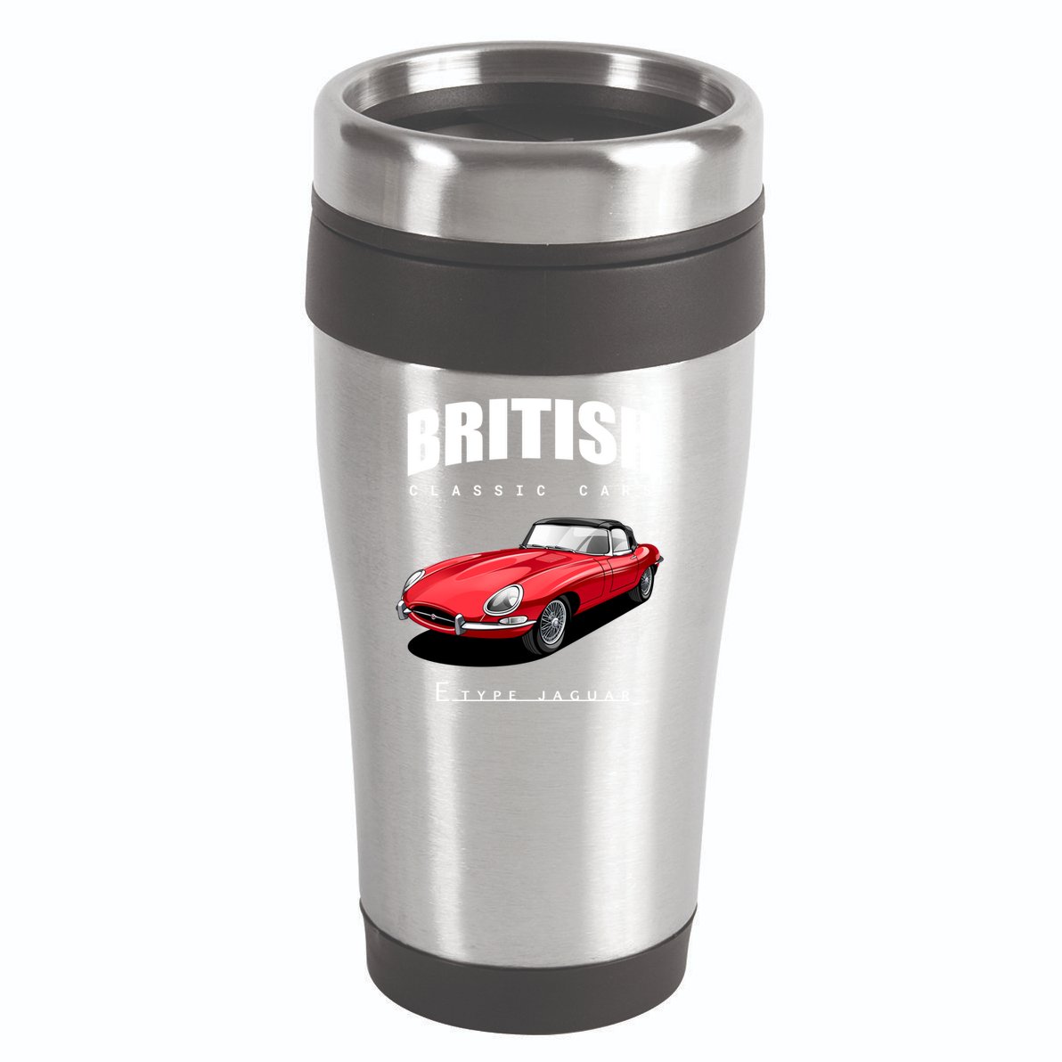 Classic British Red Etype Jaguar Convertible Sports Car Gift 16oz Travel Tumbler