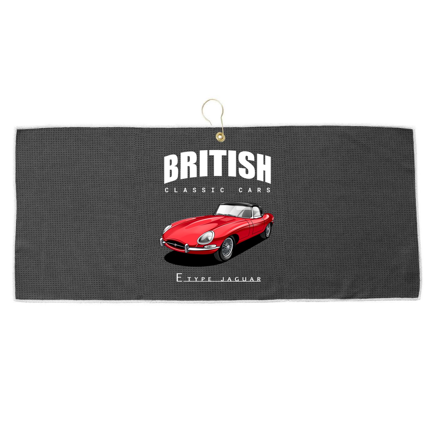 Classic British Red Etype Jaguar Convertible Sports Car Gift Large Microfiber Waffle Golf Towel