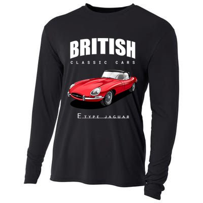 Classic British Red Etype Jaguar Convertible Sports Car Gift Cooling Performance Long Sleeve Crew