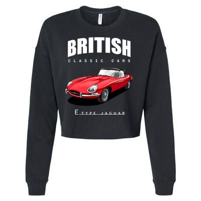 Classic British Red Etype Jaguar Convertible Sports Car Gift Cropped Pullover Crew