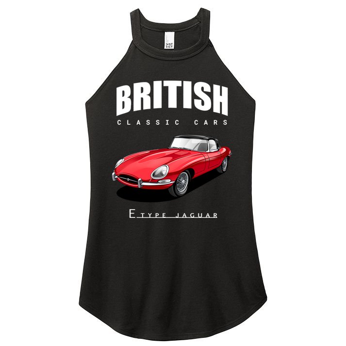 Classic British Red Etype Jaguar Convertible Sports Car Gift Women's Perfect Tri Rocker Tank