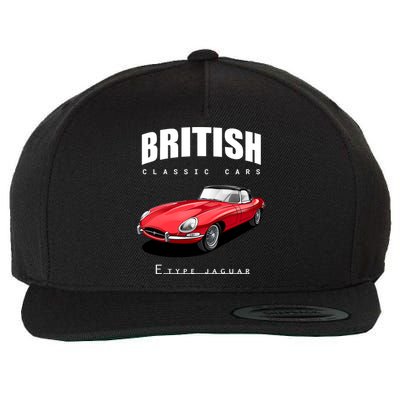 Classic British Red Etype Jaguar Convertible Sports Car Gift Wool Snapback Cap