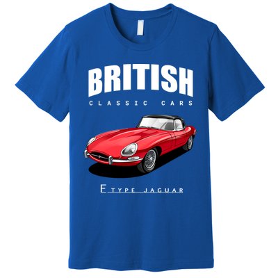 Classic British Red Etype Jaguar Convertible Sports Car Gift Premium T-Shirt
