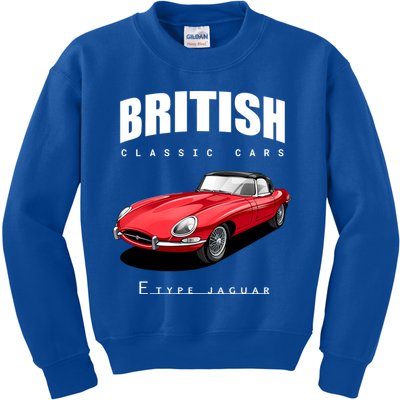 Classic British Red Etype Jaguar Convertible Sports Car Gift Kids Sweatshirt