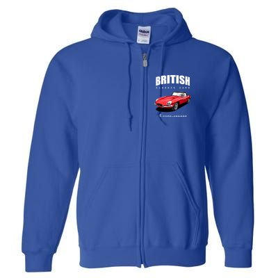 Classic British Red Etype Jaguar Convertible Sports Car Gift Full Zip Hoodie