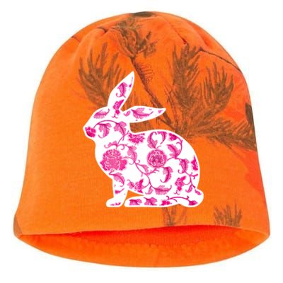 Chinoiserie Bunny Rabbit Vintage Pink And White Floral Print Cute Gift Kati - Camo Knit Beanie