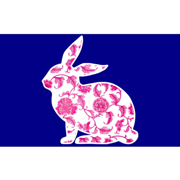 Chinoiserie Bunny Rabbit Vintage Pink And White Floral Print Cute Gift Bumper Sticker