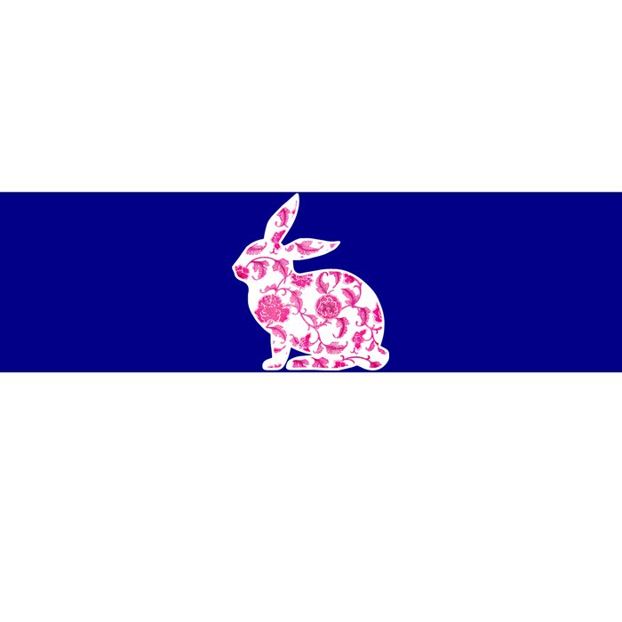 Chinoiserie Bunny Rabbit Vintage Pink And White Floral Print Cute Gift Bumper Sticker