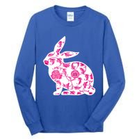 Chinoiserie Bunny Rabbit Vintage Pink And White Floral Print Cute Gift Tall Long Sleeve T-Shirt