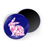 Chinoiserie Bunny Rabbit Vintage Pink And White Floral Print Cute Gift Magnet