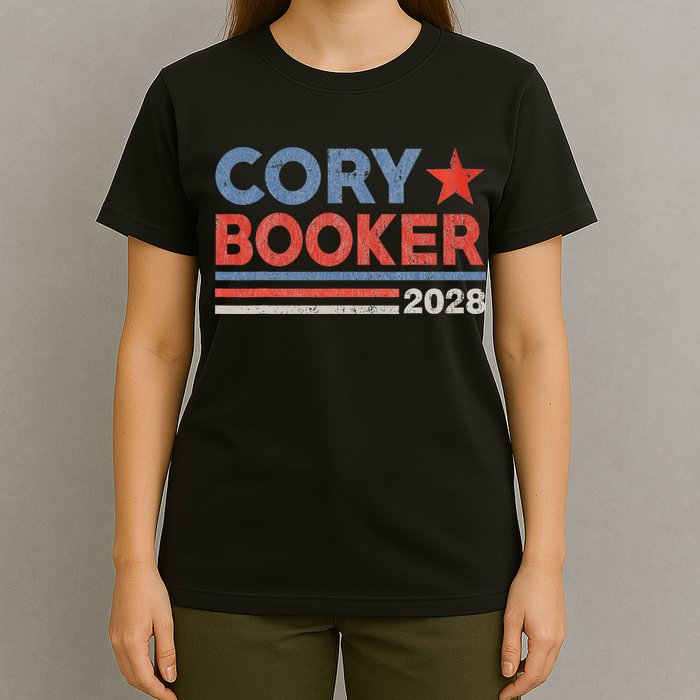Cory Booker Retro Stripe Cory Booker For President 2028 T-Shirt