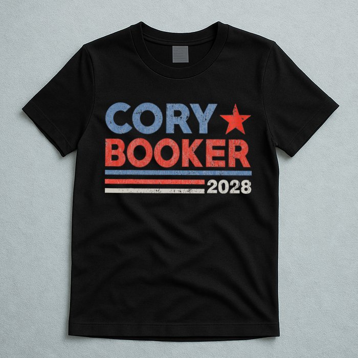 Cory Booker Retro Stripe Cory Booker For President 2028 T-Shirt