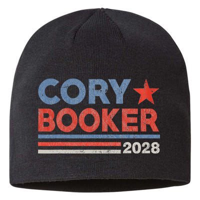 Cory Booker Retro Stripe Cory Booker For President 2028 Sustainable Beanie