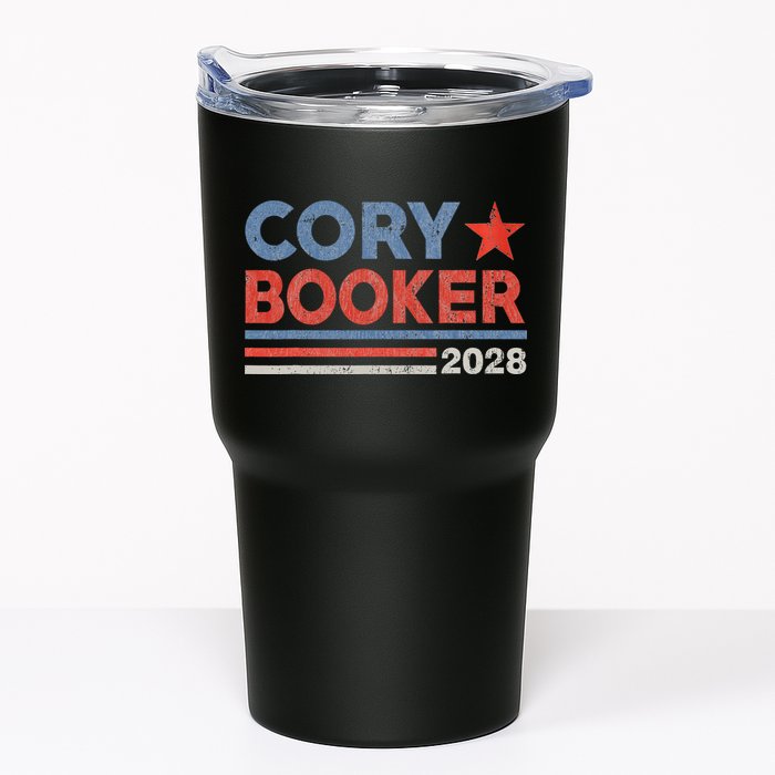 Cory Booker Retro Stripe Cory Booker For President 2028 Tumbler