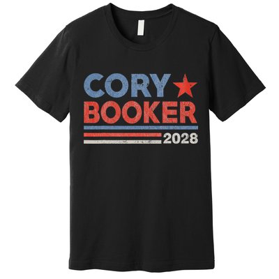 Cory Booker Retro Stripe Cory Booker For President 2028 Premium T-Shirt