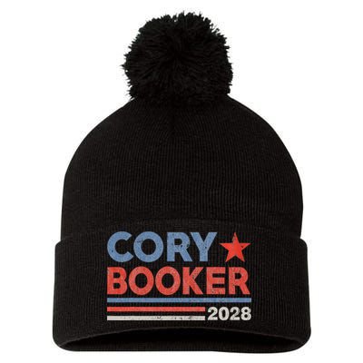Cory Booker Retro Stripe Cory Booker For President 2028 Pom Pom 12in Knit Beanie