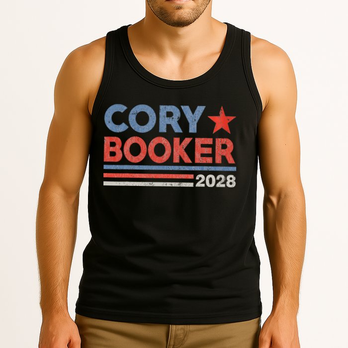 Cory Booker Retro Stripe Cory Booker For President 2028 Tank Top