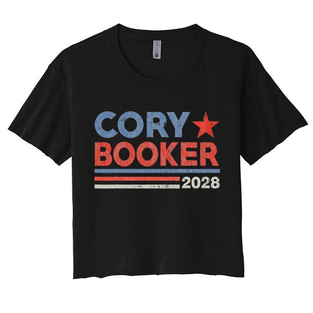 Cory Booker Retro Stripe Cory Booker For President 2028 Crop Top