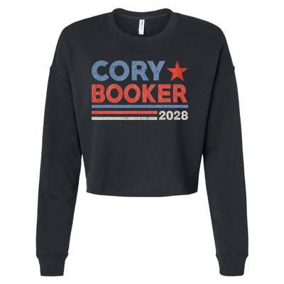 Cory Booker Retro Stripe Cory Booker For President 2028 Cropped Pullover Crew