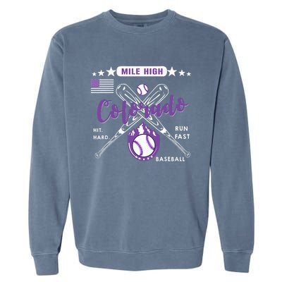 Colorado Baseball Rocky Mountain Skyline Baseball Garment-Dyed Sweatshirt