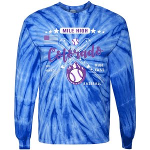 Colorado Baseball Rocky Mountain Skyline Baseball Tie-Dye Long Sleeve Shirt