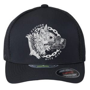 Caution Bite Risk Flexfit Unipanel Trucker Cap