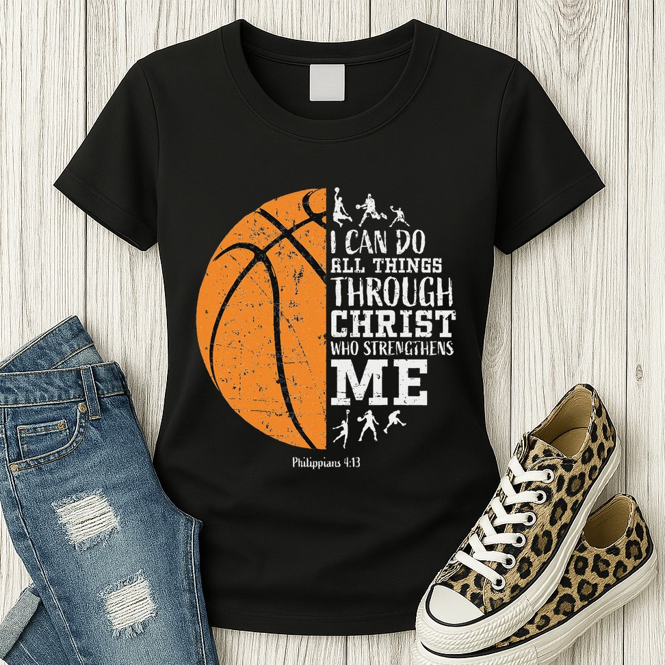 Christian Basketball Religious Gifts Womens T-Shirt