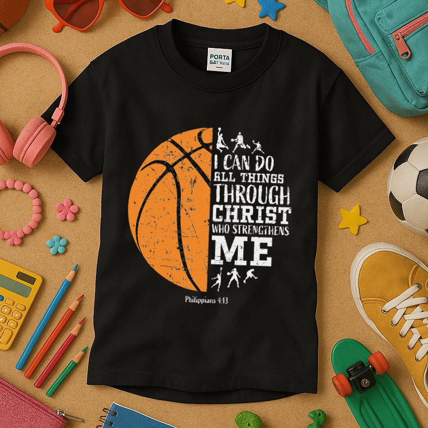 Christian Basketball Religious Gifts Kids T-Shirt