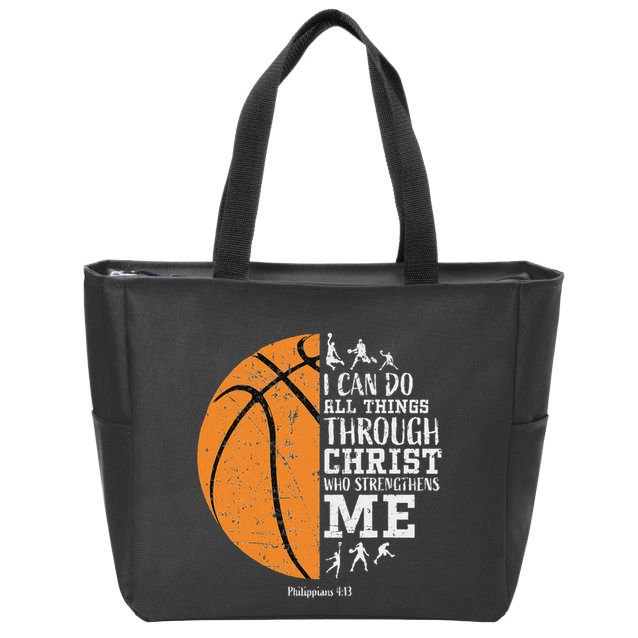Christian Basketball Religious Gifts Zip Tote Bag
