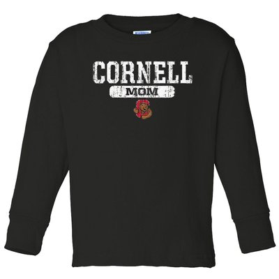 Cornell Big Red Mom Block Pill Icon Toddler Long Sleeve Shirt