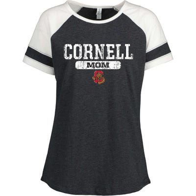 Cornell Big Red Mom Block Pill Icon Enza Ladies Jersey Colorblock Tee