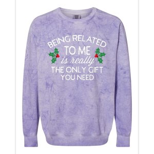 Christmas Being Related To Me Family Joke Colorblast Crewneck Sweatshirt