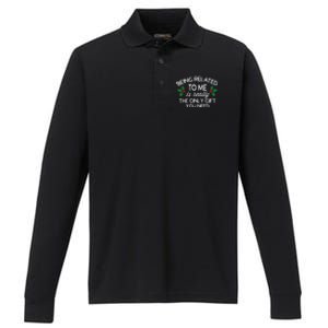 Christmas Being Related To Me Family Joke Performance Long Sleeve Polo