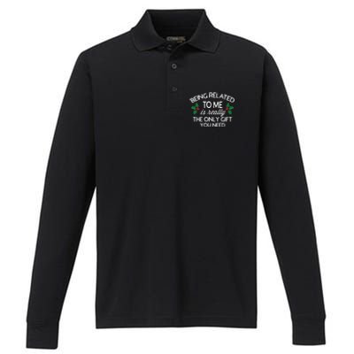 Christmas Being Related To Me Family Joke Performance Long Sleeve Polo