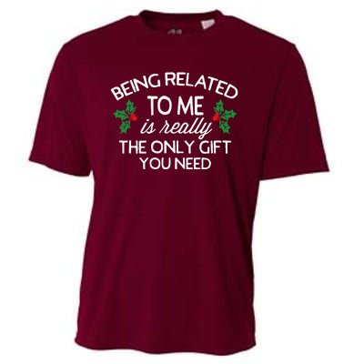 Christmas Being Related To Me Family Joke Cooling Performance Crew T-Shirt