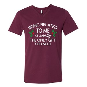 Christmas Being Related To Me Family Joke V-Neck T-Shirt