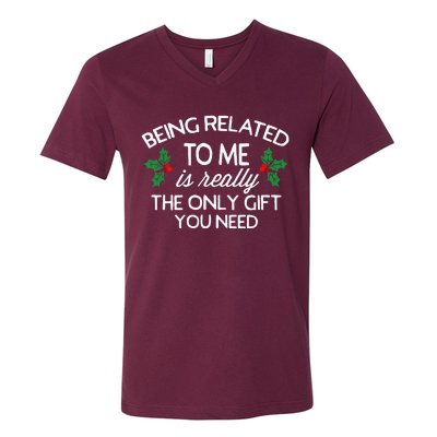 Christmas Being Related To Me Family Joke V-Neck T-Shirt