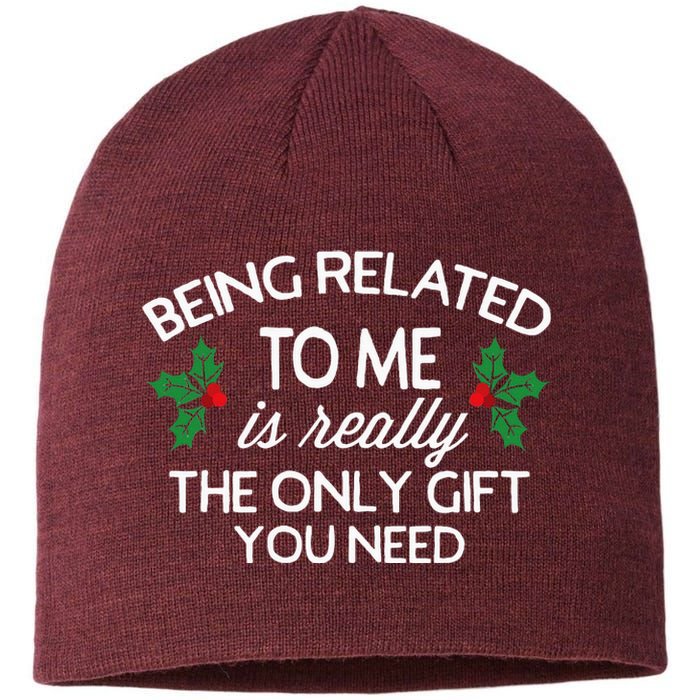 Christmas Being Related To Me Family Joke Sustainable Beanie