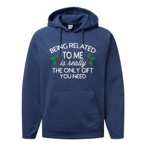 Christmas Being Related To Me Family Joke Performance Fleece Hoodie