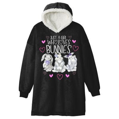 Cool Bunny Rabbit Gift Just A Girl Who Loves Bunnies Gift Hooded Wearable Blanket