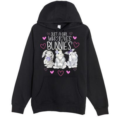 Cool Bunny Rabbit Gift Just A Girl Who Loves Bunnies Gift Premium Pullover Hoodie