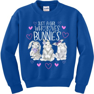 Cool Bunny Rabbit Gift Just A Girl Who Loves Bunnies Gift Kids Sweatshirt