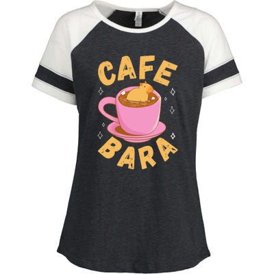 Cafe Bara Rodent Animals Vintage Capybaras Enza Ladies Jersey Colorblock Tee