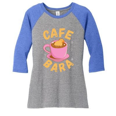 Cafe Bara Rodent Animals Vintage Capybaras Women's Tri-Blend 3/4-Sleeve Raglan Shirt