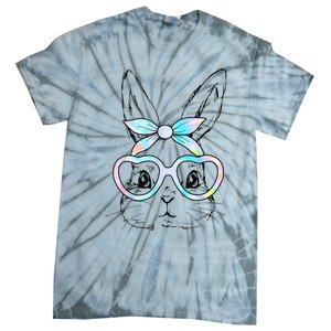 Cute Bunny Rabbit Face Tie Dye Glasses Girl Happy Easter Day Tie-Dye T-Shirt