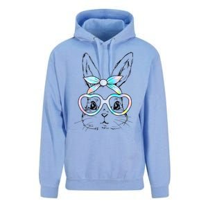 Cute Bunny Rabbit Face Tie Dye Glasses Girl Happy Easter Day Unisex Surf Hoodie